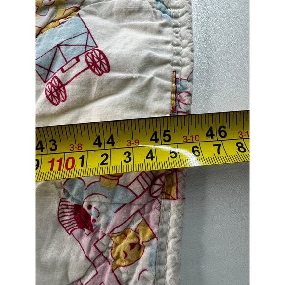 VTG Elephant Giraffe Circus Zoo Carldyke Quilted Baby Blanket Pink Blue - Picture 12 of 12